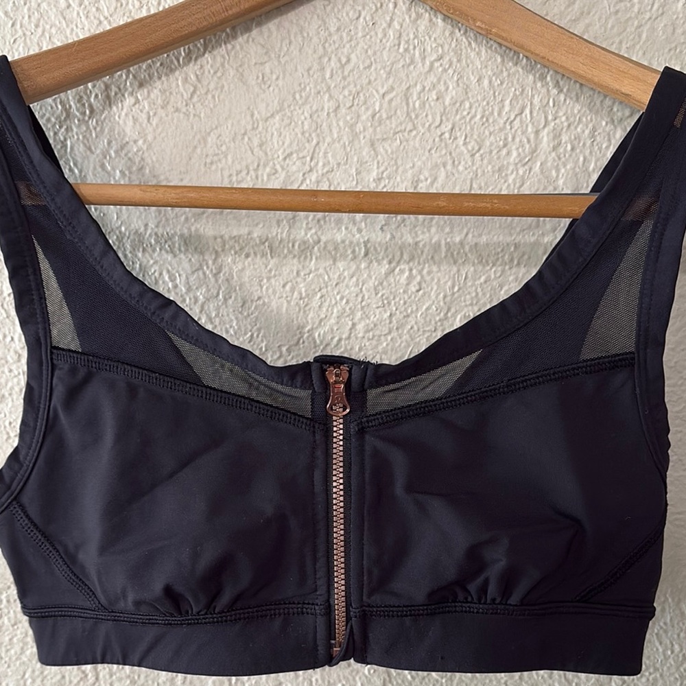 Lululemon Black Supportive Sports Bra with Front Zipper